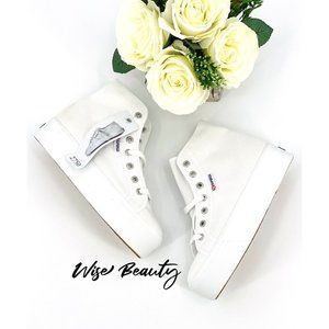 Superga 2705 Hi Top Women's Platform Sneaker Size 7 Shoe White Canvas